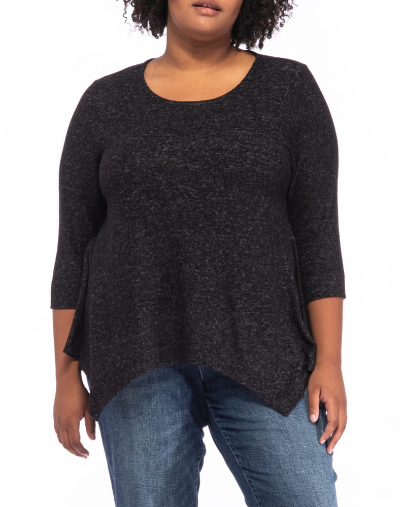 Front of plus size Rozelle Shark Bite Tee by B COLLECTION BY BOBEAU CURVY | Dia&Co | dia_product_style_image_id:175063